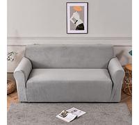 YOPOIY Terciopelo Funda Cubre Sofá, 1 2 3 4 Plazas Fundas para Sofá Universal Equipado Cubierta de Muebles con Parte Inferior Elástica para Sofá Sillón-Gris-2 Plazas 145-185cm