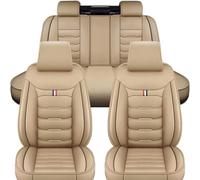 YoQIK Coche Juegos Cubreasientos Universal para Mini R50 R56 F55 F56 R52 R53 R57 F57 JCW/One/One D/Cooper,Cuero Delanteros Traseros Fundas Asiento Completo Protectores Cómodo Accesorios,B/Beige
