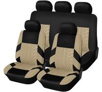 YoQIK Coche Juegos de Cubreasientos para Fiat Punto Grande Punto Qubo Ritmo Sedici Stilo Tempra Tipo,Delanteros Traseros Fundas Asiento Completo Protectores Cómodo Accesorios,Beige-3
