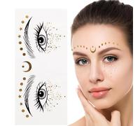 Yorajuy Tatuaje facial con pecas brillantes, tatuaje facial temporal | Pegatinas temporales con purpurina de larga duración Pegatinas faciales temporales,Pegatinas de maquillaje a prueba de sudor,