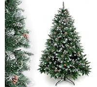 Yorbay - Árbol de Navidad Artificial Natural de Blanco Nevado, 240cm 2180 Puntas Incluye Las Piñas y Soporte Metal, para Decoración Navideña Reutilizable