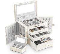 Yorbay Caja de joyas grande con espejo para mujer: 6 niveles y 5 cajones