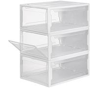 YORBAY Cajas de Zapatos apilable,Juego de 3, Transparente Ahorro de Espacio Rígida hasta la Talla 48 reutilizable