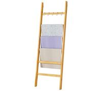 Yorbay Escalera de Bambú para Toallas de 6 Peldaños: Escalera para Ropa con 2 Correas de Seguridad y 5 Ganchos - Toallero Decorativo para Baño Dormitorio Piscina HxB 170 x 60 cm (Bambú)