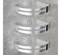 YORBAY Estantería de Esquina para Baño Ducha, Autoadhesivo, Aluminio, Acabado Mate, Estante triangular de baño,Estantes 3 Piezas Plata,Instalación sin taladro, sin daños reutilizable