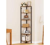 Yorbay Estantería esquinera con 6 estantes: estantería de almacenamiento multifuncional para cocina, salón, dormitorio, oficina, estantería de pie, estantería de baño, estantería de escalera, diseño