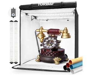 Yorbay Estudio Fotográfico Portátil 52 x 52 x 52 cm, CRI 95+, Caja de luz LED, Cubo de Luz, Tienda de Luz Profesional, con 6 Fondo de PVC (Negro, Blanco, Rojo, Gris, Naranja, Azul)