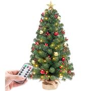 Yorbay Mini árbol de Navidad con ledes de Color Blanco cálido, 8 Modos de luz, árbol de Navidad con Punta de Estrella y batería Decorativa, Funciona con Pilas, para Navidad (70 cm)