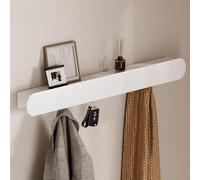 YORBAY Perchero con Ganchos Ocultos para Entrada: 6 Ganchos con Estante | Para Chaquetas Bolsos Bufandas y Llaves-Entrada Salón Dormitorio-Estructura de Metal con Ganchos Integrados y Estante-Blanco