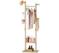 YORBAY Perchero de madera de pie: Burro Ropa con 2 estantes, 5 ganchos y 1 barra, ideal para guardar ropa, sombreros, chaquetas y bolsos, ideal para sala de estar Recibidor Dormitorio