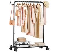 YORBAY Resistente Burro Ropa con Ruedas: Perchero Burro de Metal con Estante para Equipaje - Organizador de Ropa que Ahorra Espacio para Dormitorio Lavadero y Tienda (81 cm)