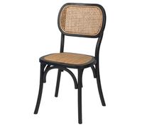 YORDAS Silla Kiram apilable de Madera de Olmo y ratán Negra, diseño clásico para Eventos y Catering, 45 x 43,5 x 87 cm Mobiliario