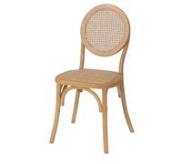 YORDAS Silla Orbel apilable de Madera de Olmo y ratán con Respaldo Circular Estilo cannage, diseño Natural para Eventos y Catering, 52 x 44,5 x 93 cm Mobiliario