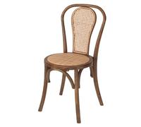 YORDAS Silla Thonet New apilable de Madera de Olmo con Respaldo de ratán, diseño clásico para Eventos, Color marrón, 48 x 41 x 89 cm