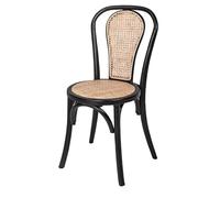 YORDAS Silla Thonet New apilable de Madera de Olmo y ratán, diseño clásico Moderno para Eventos y Uso General, Negro, 48 x 41 x 89 cm Mobiliario