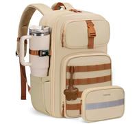 YOREPEK Mochila Crossfit Mujer 25L Extensible con Riñonera Táctica Desmontable, Mochila Militar Pequena Impermeable con Sistema Molle Bolsillo para AirTag para Senderismo, Viaje, Marrón Almendra