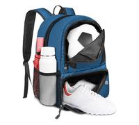 YOREPEK Mochila Futbol con Zapatillero, Mochila Deporte Hombre y Mujere Ligera Impermeable Multifuncional Multideporte Transpirable para Escolares, Baloncesto, Voleibol, Gym, Futbol, Tenis, Negro