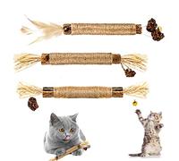 Yorgewd Palitos de hierba para gatos (lote de 3), palitos de mascar para gatos, palos de mascar dentales ayudan con sarro y mal aliento higiene saludable