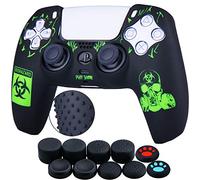 Yorha 1 Funda de Goma de Silicona para Mando Dualsense de PS5 (Verde BH) con empuñaduras para Pulgar Pro