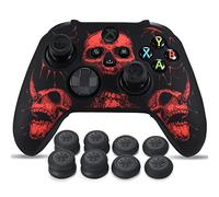 Yorha 1 Funda de Silicona Tallada con láser para Mando Xbox Series X/S (Rojo) con empuñaduras Pro Thumb x 8