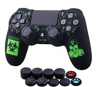 YoRHa Grabado Láser Silicona Caso Piel Fundas Protectores Cubierta para PS4/slim/Pro Dualshock 4 Mando x 1 (BH) con Los Puños Pulgar Thumb Gripsx 10