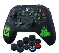 YoRHa Grabado Láser Silicona Caso Piel Fundas Protectores Cubierta para Xbox One S/X Mando x 1 (BH) con Los Puños Pulgar Thumb Gripsx 10