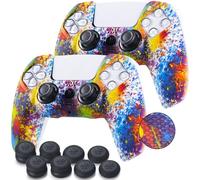 YoRHa Grip Texture Silicone Skin para PS5 Dualsense Controller x 2 (pinturas) con empuñaduras Pro Thumb x 8