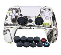 YoRHa Silicona Espesar Impresión Funda Piel Carcasas Cubierta Compatible de PS5 Mando x 1 (Dólares estadounidenses) con Agarres para el Pulgar x 10