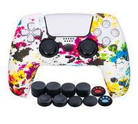 YoRHa Silicona Espesar Impresión Funda Piel Carcasas cubierta Compatible de PS5 Mando x 1 (Pintada) con Agarres para el Pulgar x 10