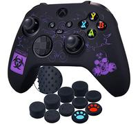 YoRHa Silicona Talla Láser Funda Piel Carcasas Cubierta para Xbox Series X/S Mando x 1 (BH Morado) con Agarres para el Pulgar x 10