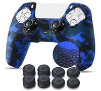 YoRHa Tachonado Impreso silicona caso piel Fundas protectores cubierta para PS5 Mando x 1 (Azul) Con PRO los puños pulgar thumb gripsx 8