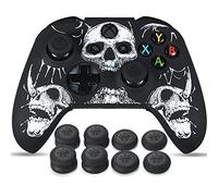 YoRHa Talla Láser Silicona Piel Skin para Mando Xbox One S/X x 1 (Blanco) con Agarres para el Pulgar Thumb Grips x 8