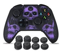 YoRHa Talla Láser Silicona Piel Skin para Mando Xbox One S/X x 1 (Púrpura) con Agarres para el Pulgar Thumb Grips x 8