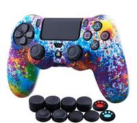 YoRHa Transferencia Agua Impresión Silicona Fundas Protectores Cubierta para PS4/Slim/Pro Dualshock 4 Mando x 1 (Salpicaduras de Pintura) con Thumb Gripsx 10