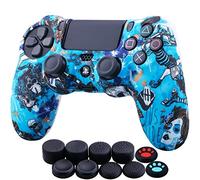 YoRHa Transferencia de Agua Camuflaje de Impresión Silicona Caso Piel Fundas Protectores Cubierta para PS4/slim/Pro Dualshock 4 Mando x 1 (Bruja) con Los Puños Pulgar Thumb Gripsx 10