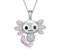 Yorionke Axolotl Necklace 925 Sterling Silver Axolotl Pendant Cute Animal Jewelry Gift for Women