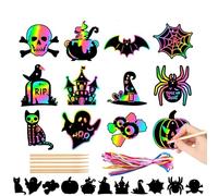 YORISMAL 24 tarjetas rascadoras de Halloween, tarjetas rascadoras de bricolaje, para rascar el ambiente, pintura espeluznante, Halloween, fiestas, accesorios, regalos de Halloween para niños y adultos