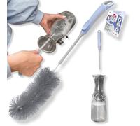 York Bacteria Stop Cepillo Largo para botellasCepillo de Limpieza Multifuncional para Botella de 1 l, Botella de Cristal, jarrones y más Mango Antibacteriano y cerdas Accesorios de Cocina para