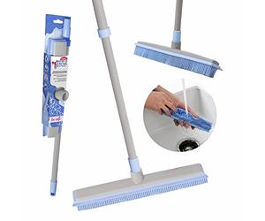 York Bacteria Stop Escoba de Goma con Mango - Escoba Plegable con Altura Ajustable Cuide su hogar Hoy - Estropajo con Mango, Gris y Azul