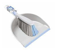 York Bacteria Stop - Juego de escoba y recogedor, con ojal para colgar, labio de goma, juego de escoba para usted, elimina eficazmente la suciedad, el polvo, recogedor, color gris y azul, 23 x 33 x 10