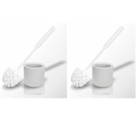 York Cepillo con Soporte para Limpieza de Inodoro para Hotel, hostal, pensión, Restaurante, Moderno, Blanco, 35 x 11 cm, 90% gránulos reciclados, tamaño estándar (Paquete de 2)