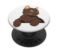 York Chocolate Brown Japonés Anime Gato en Pequeño Bolsillo Blanco PopSockets PopGrip Adhesivo
