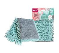 YORK Dual Splash Recambio de Mopa de Microfibra de Doble Acción Repuesto para Fregona Plana y Mopa de Suelos Grueso y Robusto Paño de Limpieza Absorbente para Baldosas y Laminado Blanco y Azul