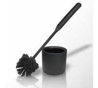 York Escobilla de Inodoro Escobillas de Baño Negras Largo Cubo Redondo de Pie Escobillas y Portaescobillas Diseño Moderno y Fácil de Limpiar para la decoración del Baño Hotel Negro Mate