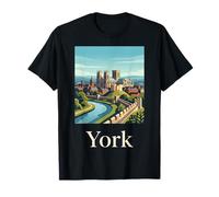 York Inglaterra Catedral Skyline Retro Viaje Diseño Camiseta