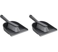 YORK Juego de Recogedor y Cepillo Pala y Cepillo Mano Juego de Cepillo y Palla Combo de Cepillo y Recogedor Portátil Escoba de Mano Conjunto de Recogedor con Goma Fabricado en regranulado Gris