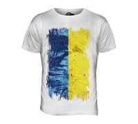 York Street Ucrania Grunge Bandera - Camiseta Hombre Camiseta Top - algodón, Mint Blanco, 100% algodón 100% Ringspun 100% Machine, Hombre, Large