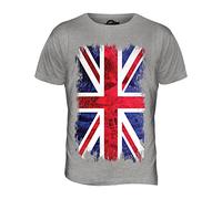 York Street Union Jack Grunge Bandera - Camiseta Hombre Camiseta Top - algodón, Gris Efervescente, 100% algodón 100% Ringspun 100% Machine, Hombre, Grande