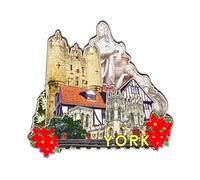 York UK Imán para nevera 3D clásico de madera, hecho a mano, artesanía, recuerdo de viaje, colección de regalo, decoración, 782