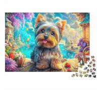 Yorkie Alegre en un Pueblo Floral caprichoso Puzzle De 1000 Piezas Perro Lindo Puzzles Clásicos para Todas Las Edades 38x26cm/1000pcs